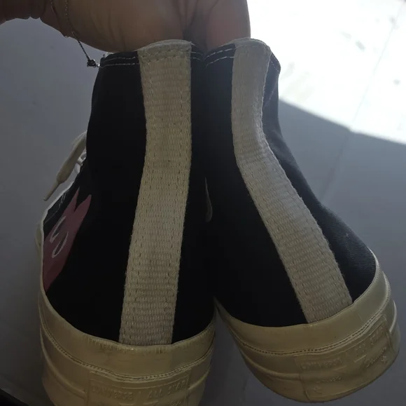 🌸Converse X Comme Des Garcon |Black High-Top Sneakers with Red Heart 11 - Picture 12 of 14